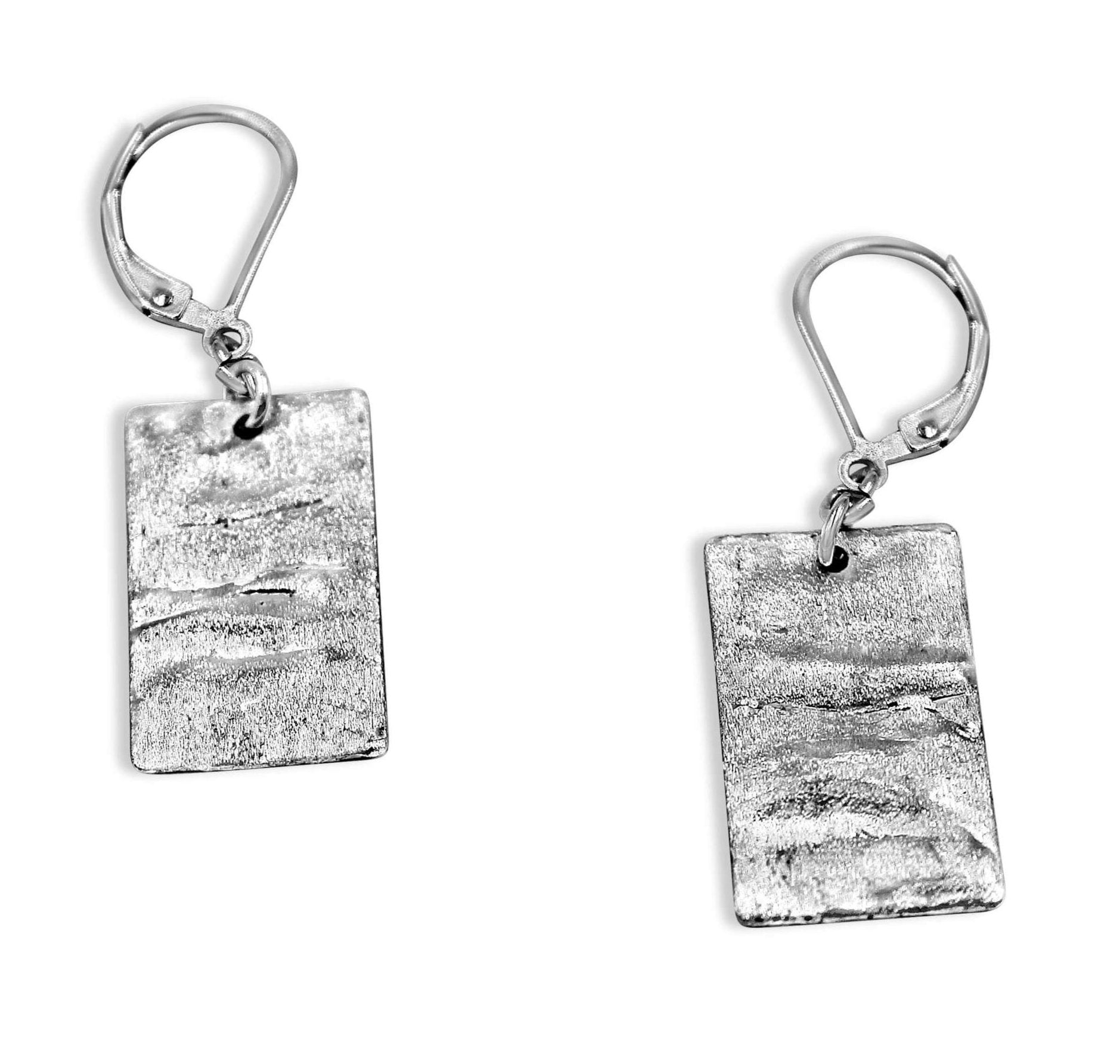 8mm Iced Out Square Earrings Silver