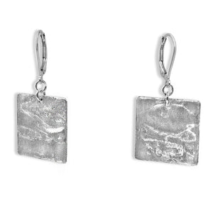Silver Square Earrings - Creative Jewelry by Marcia - Asymmetrical Jewelry - Timeless Jewelry