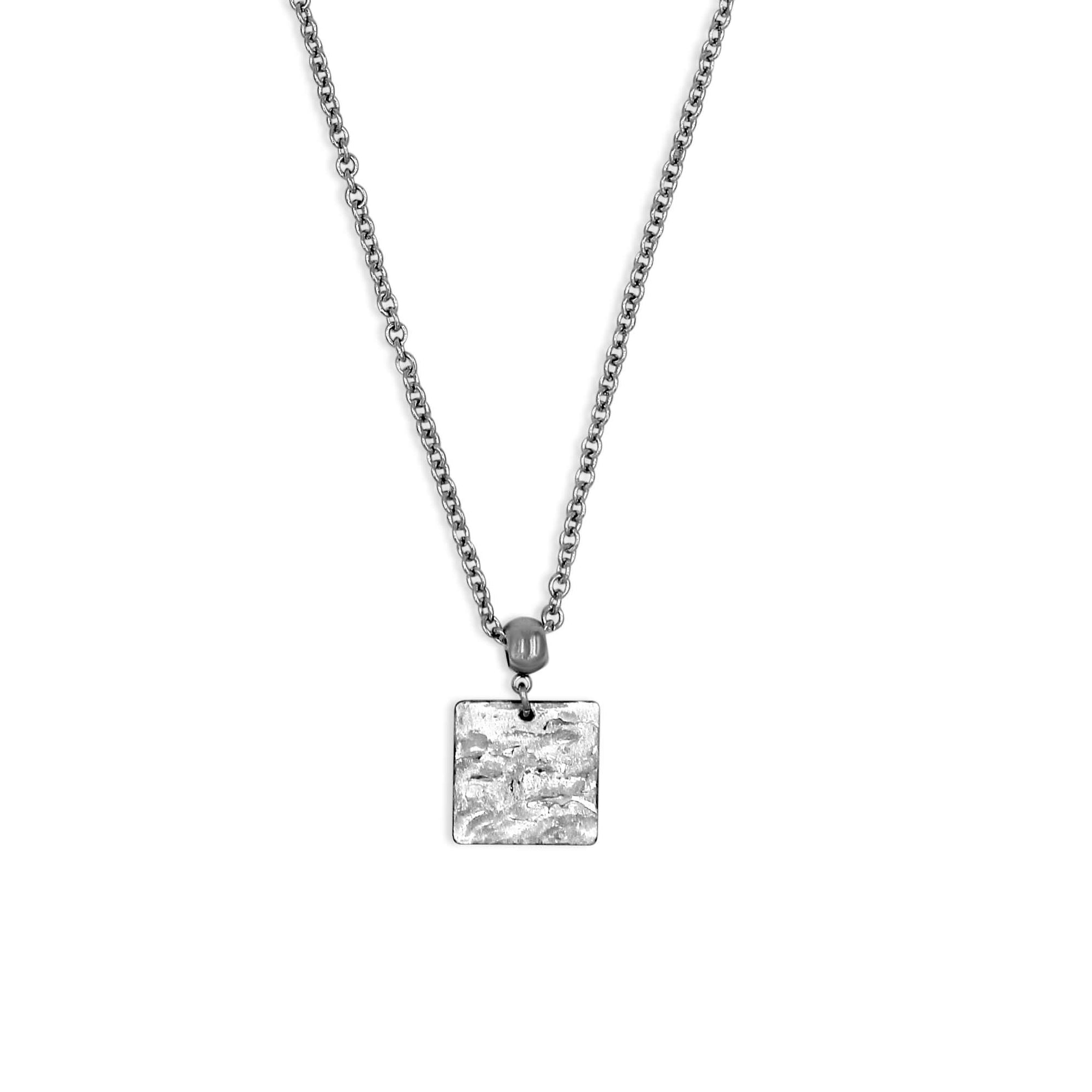 Silver Square Pendant Necklace - Creative Jewelry by Marcia - Asymmetrical Jewelry - Timeless Jewelry