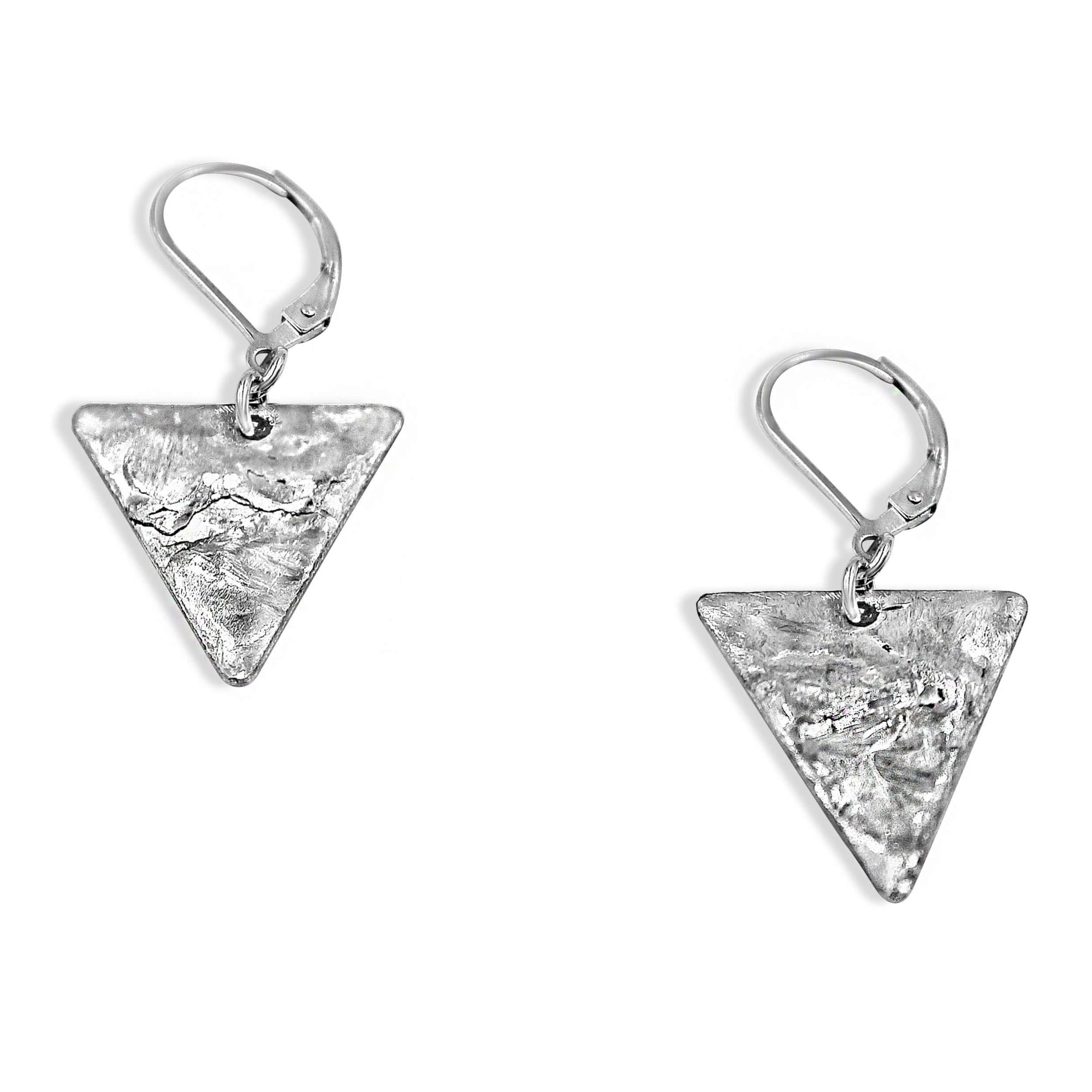 Silver Triangle Earrings - Creative Jewelry by Marcia - Asymmetrical Jewelry - Timeless Jewelry