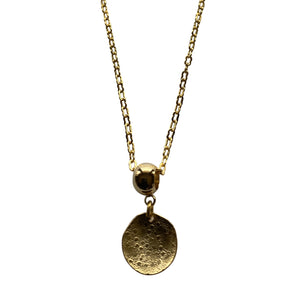 Hammered Eclipse Gold Pendant with Gold Link Chain