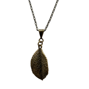 Antique Brass Leaf Necklace with Antique Brass Chain
