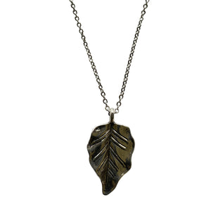 Antique Silver Leaf Necklace with Silver Chain