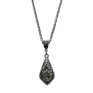 Pewter Filigree Pendant Necklace with Stainless Steel Chain