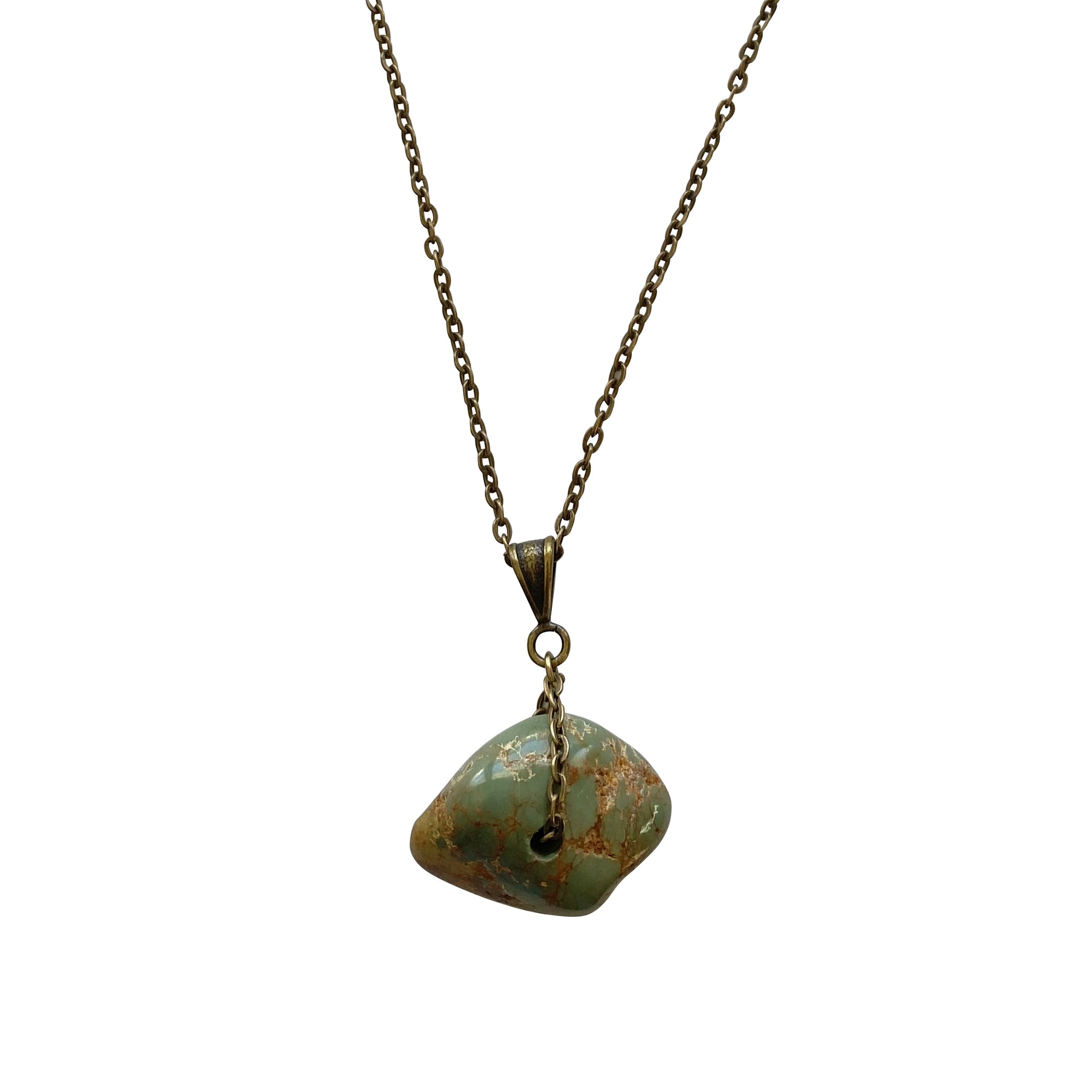 Jamie Turquoise Pendant Necklace with Antique Brass Chain