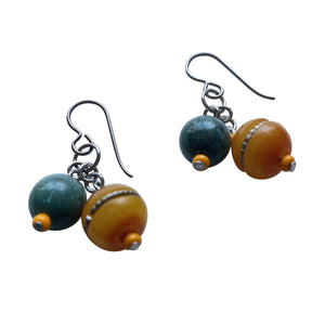Tibetan Beads Drop Earrings for Sensitive Ears- Creative Jewelry by Marcia
