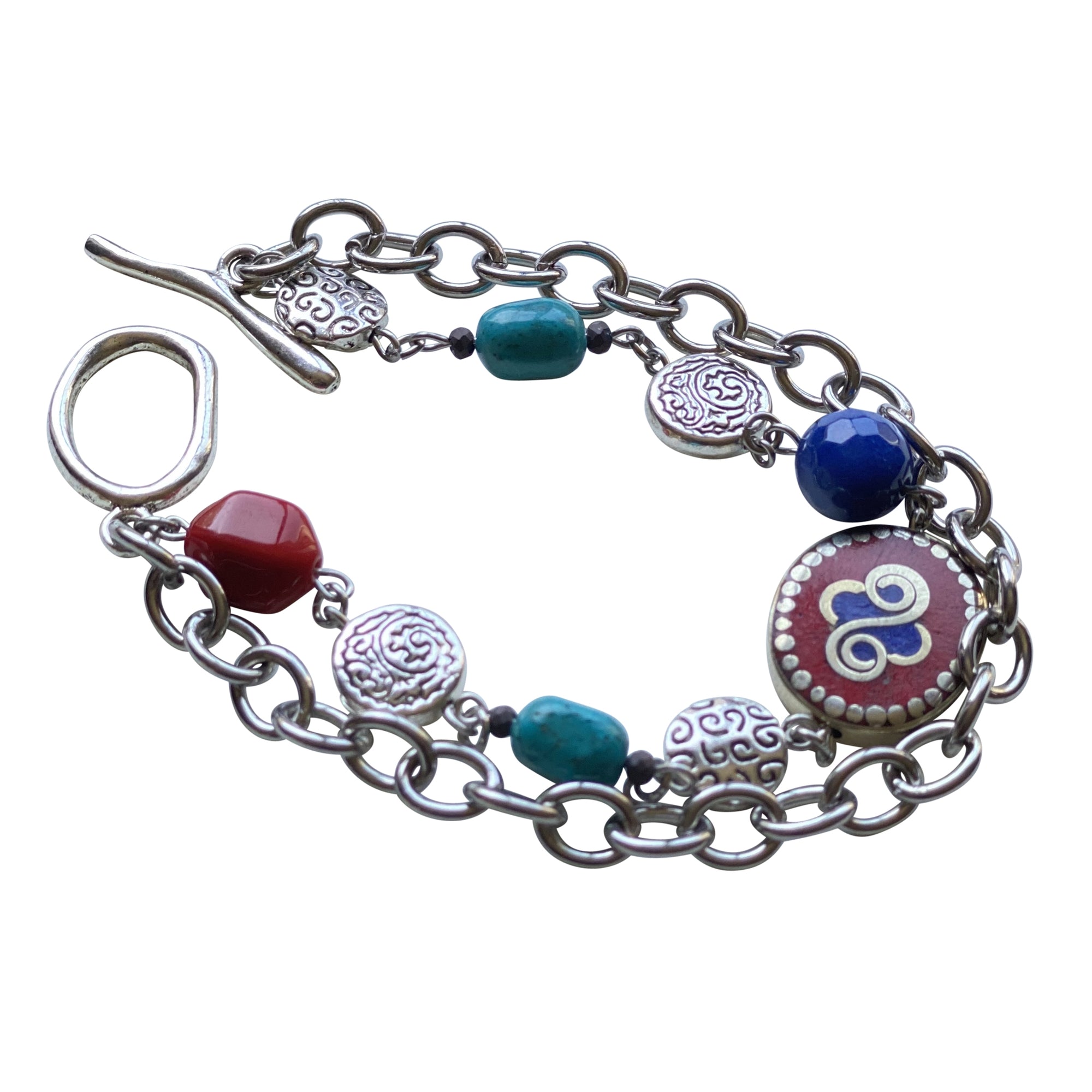 Tibetan Silver Stainless Steel Chain Bracelet with Toggle Clasp- Creative Jewelry by Marcia