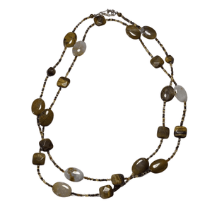 Tiger Eye Stone Long Necklace with Lobster Clasp