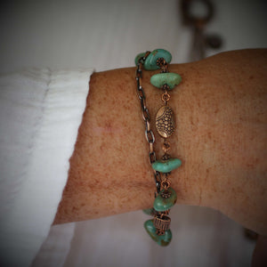 Emily Copper Turquoise Chain Link Bracelet - Creative Jewelry by Marcia - Asymmetrical Jewelry - Timeless Jewelry