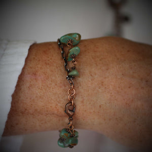 Emily Copper Turquoise Chain Link Bracelet - Creative Jewelry by Marcia - Asymmetrical Jewelry - Timeless Jewelry