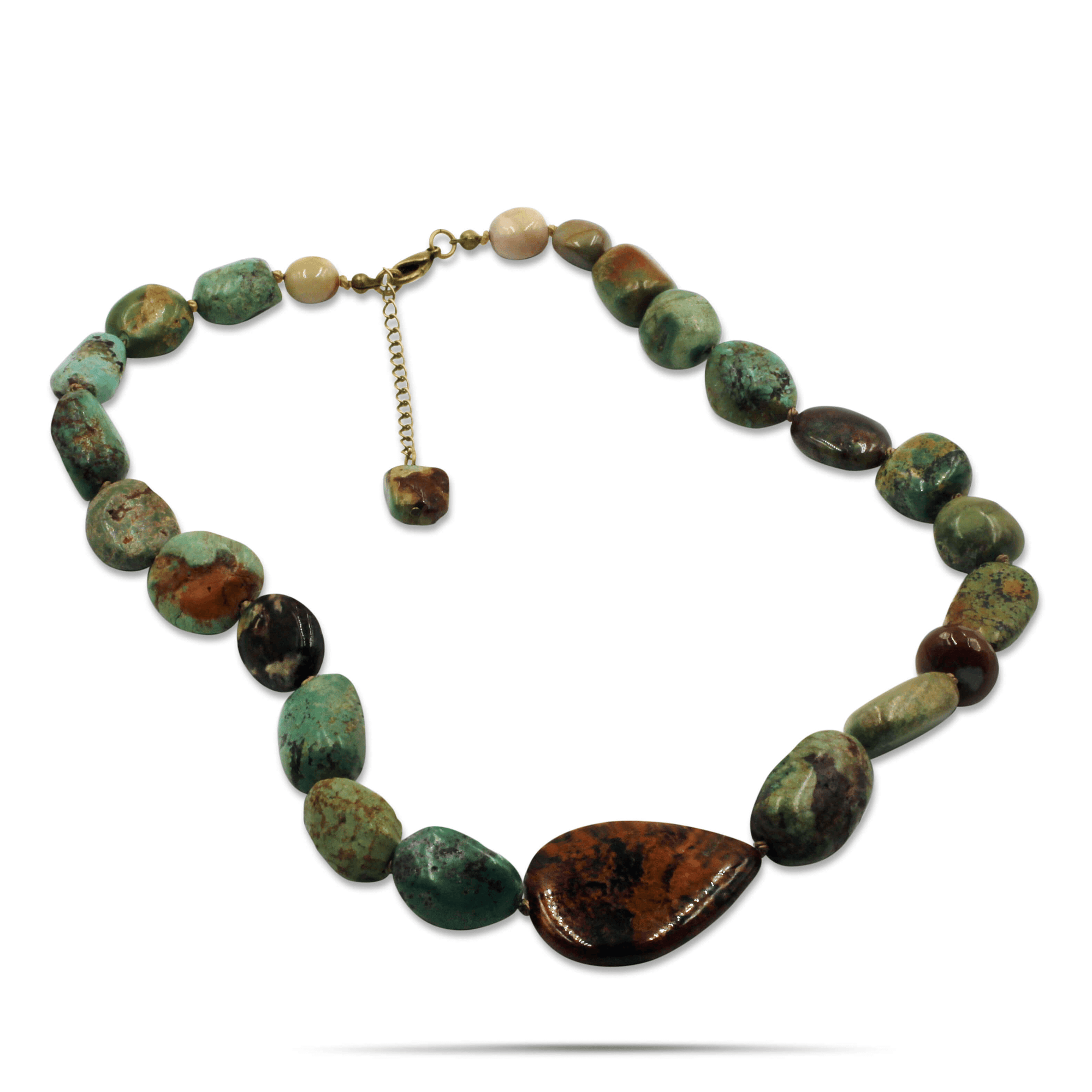 Ruth Ann Hand-knotted Turquoise, Jasper Pendant Necklace-Necklaces- Creative Jewelry by Marcia