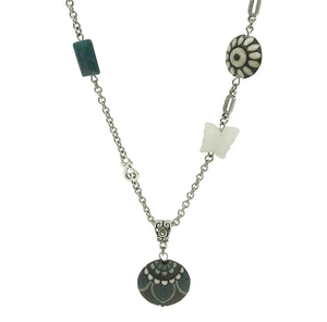 Round Pendant Necklace with Stainless Steel Chain-Necklaces- Creative Jewelry by Marcia