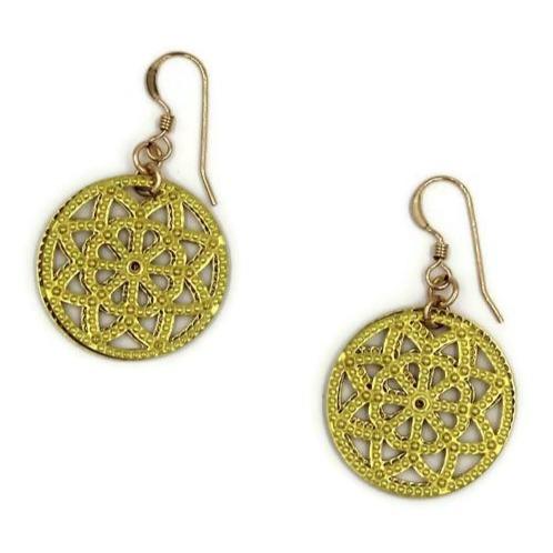 Brass Filigree Earrings with 14k Gold-filled Earwires - Creative Jewelry by Marcia - Asymmetrical Jewelry - Timeless Jewelry