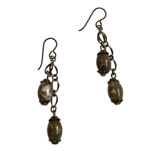 Rhyolite Brass Chain Earrings With Niobium Ear Wires for Sensitive Ears-Earrings- Creative Jewelry by Marcia