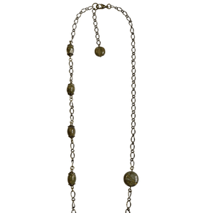 Rhyolite Brass Chain Link Long Pendant Necklace with Lobster Clasp-Necklaces- Creative Jewelry by Marcia
