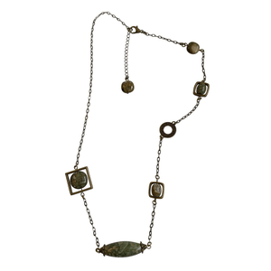 Rhyolite Brass Chain Link Pendant Necklace with Lobster Clasp-Necklaces- Creative Jewelry by Marcia