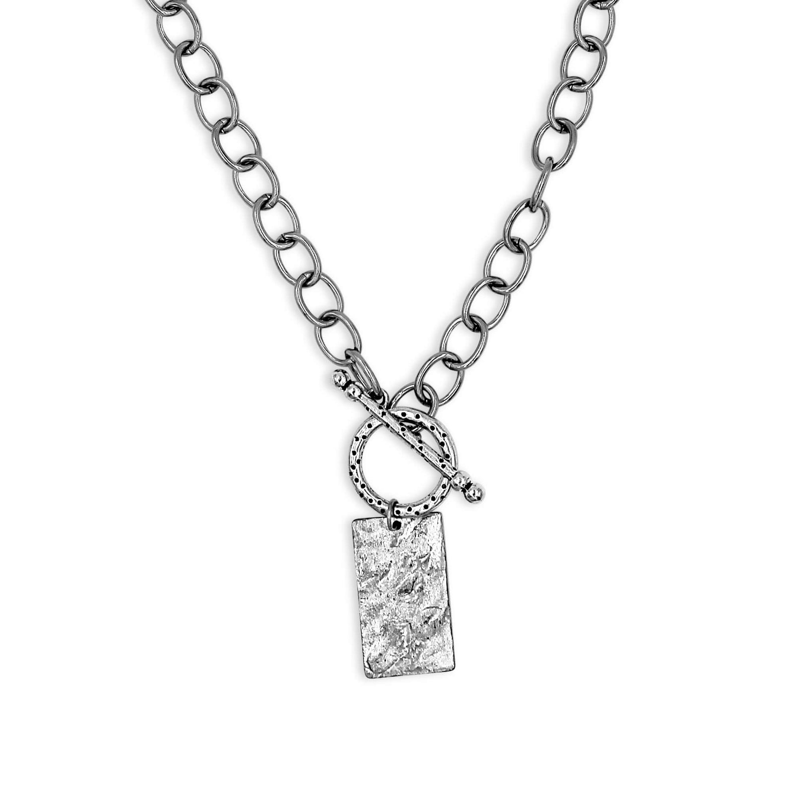 Silver Statement Necklace with Rectangle Pendant - Creative Jewelry by Marcia - Asymmetrical Jewelry - Timeless Jewelry