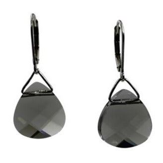 Black Diamond Swarovski Crystal Briolette Dangle Earrings - Creative Jewelry by Marcia - Asymmetrical Jewelry - Timeless Jewelry