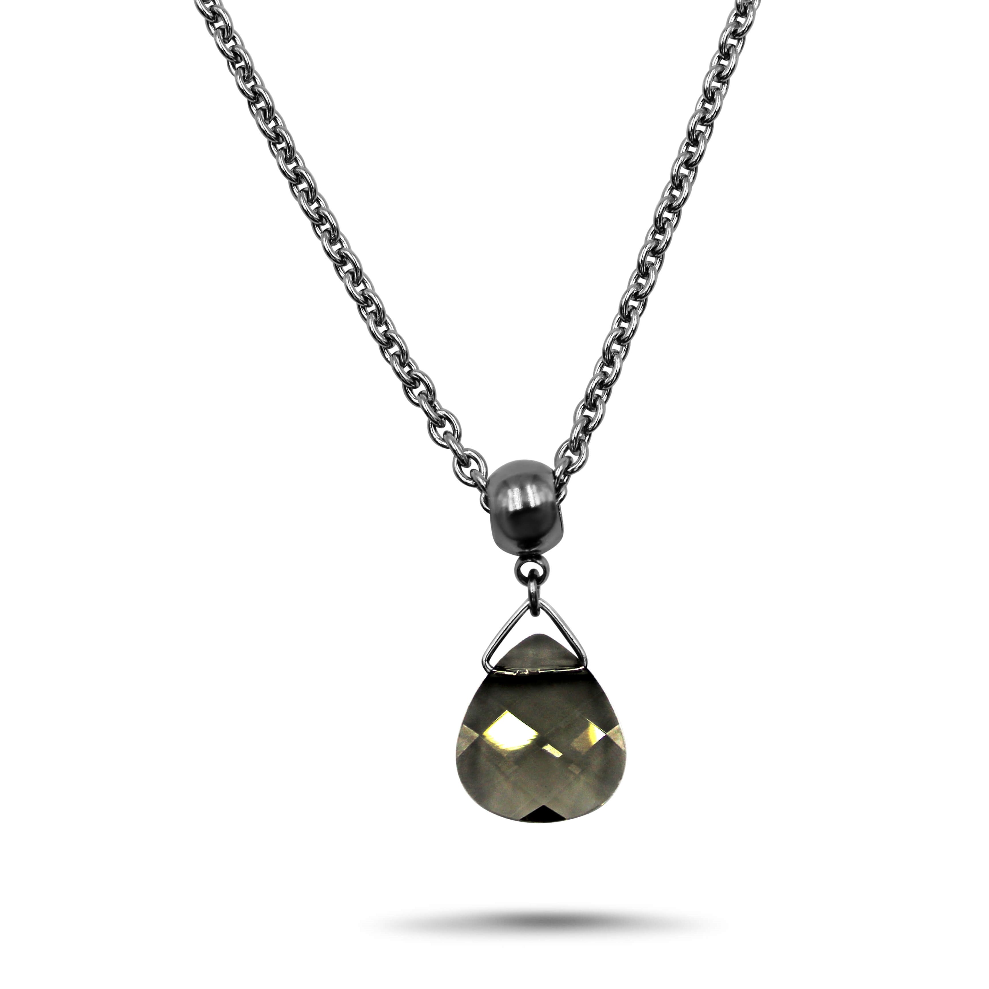 LV Swarovski Crystal Halo Pendant Necklace- BLACK/GOLD – Nomad'r