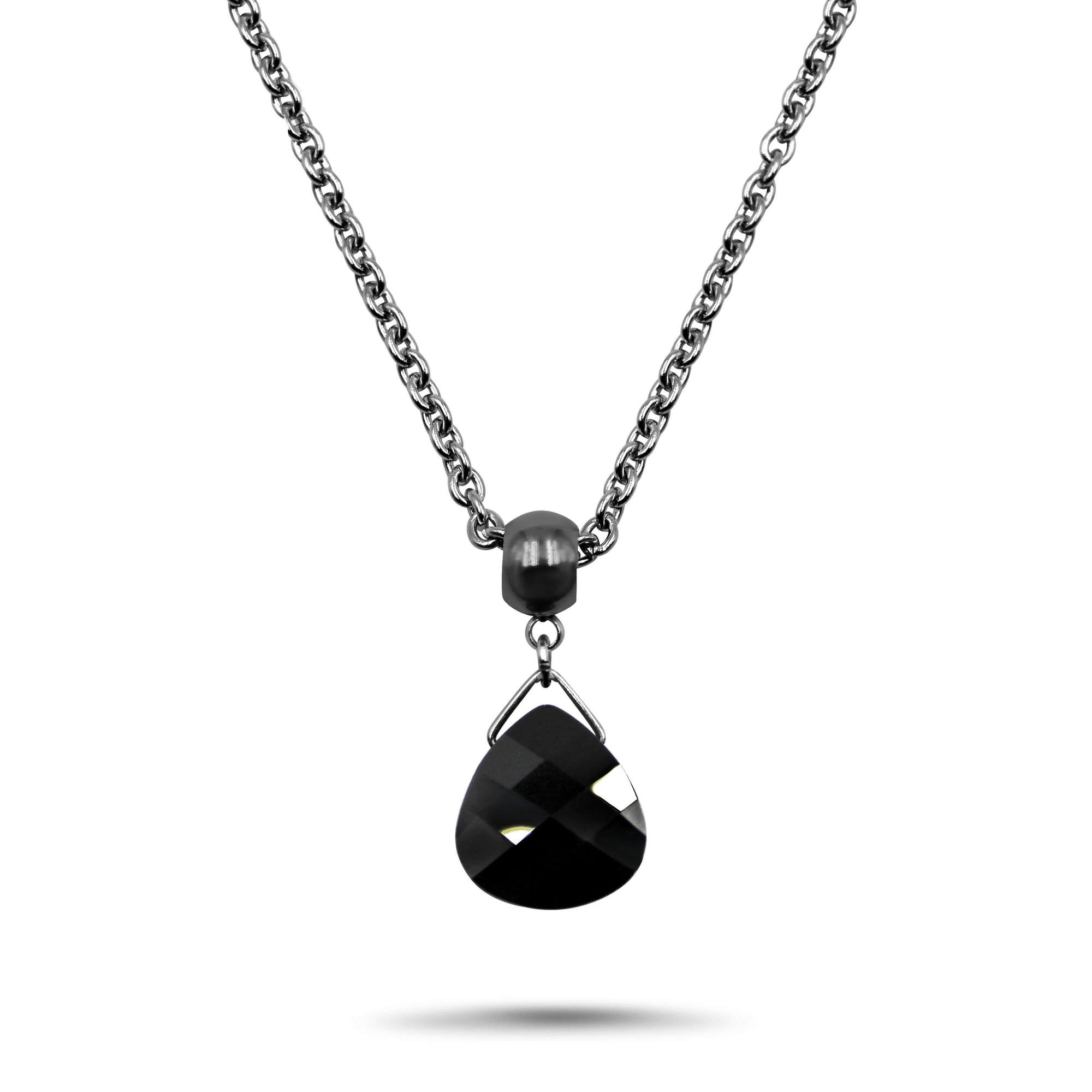 Jet Black Swarovski Crystal Necklace - Creative Jewelry by Marcia - Asymmetrical Jewelry - Timeless Jewelry