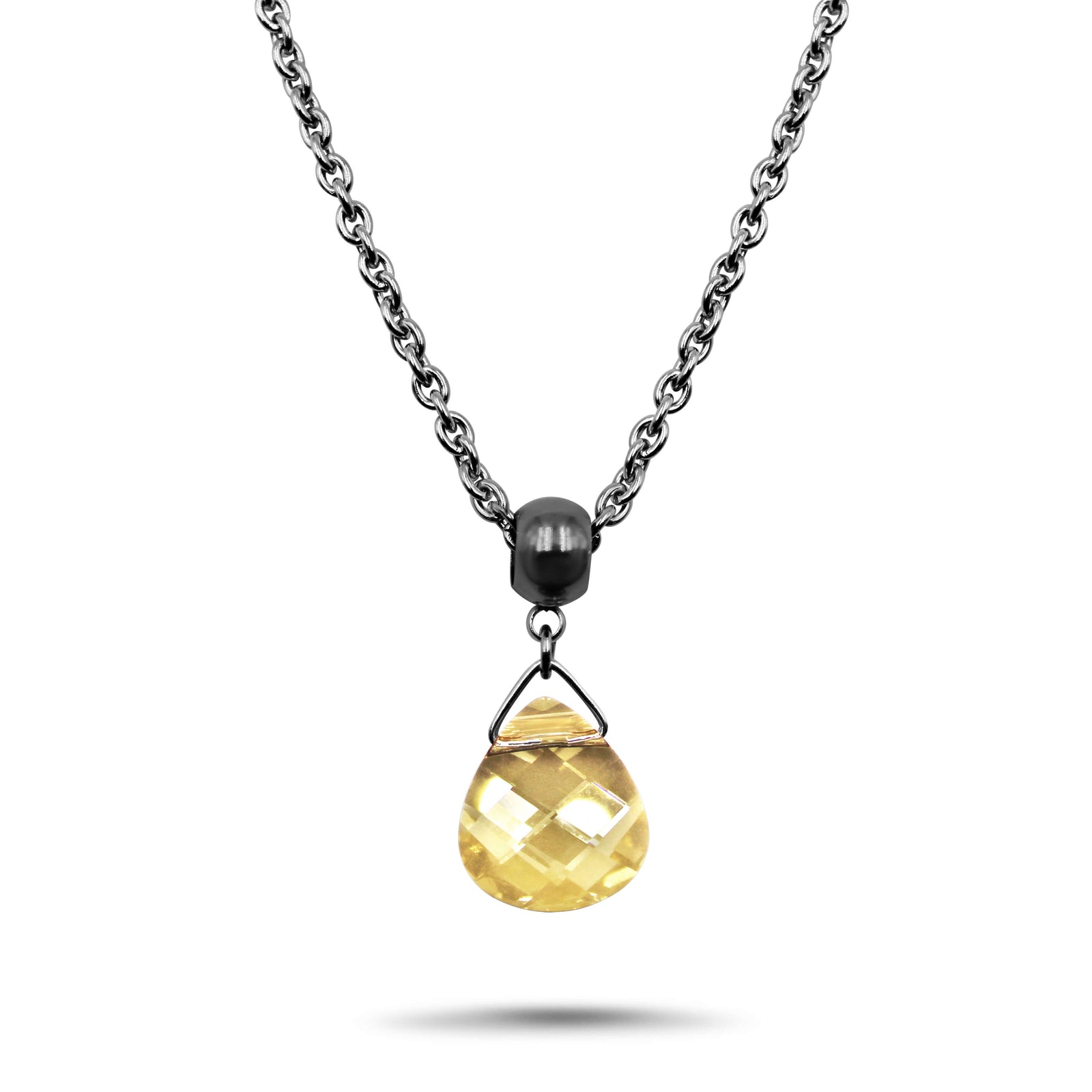 Golden Shadow Swarovski Crystal Necklace - Creative Jewelry by Marcia - Asymmetrical Jewelry - Timeless Jewelry