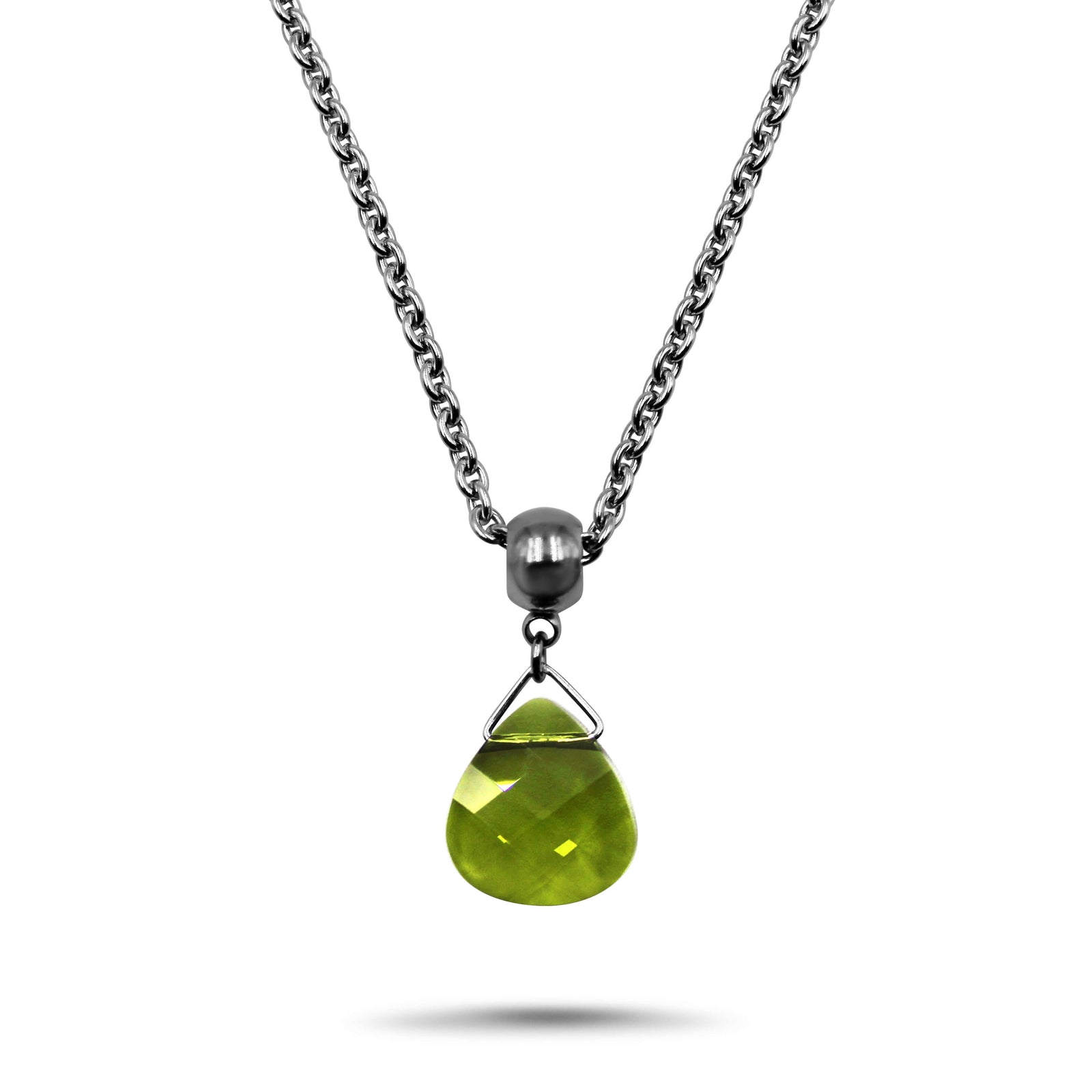 Olivine Swarovski Crystal Necklace - Creative Jewelry by Marcia - Asymmetrical Jewelry - Timeless Jewelry